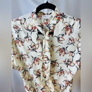 Sienna Sky Polyester Lighyweight  Faux Wrap Short Sleeve Magnolia Print Blouse S